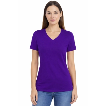T-shirt Damski purpurowa dekolt w serek roz. S